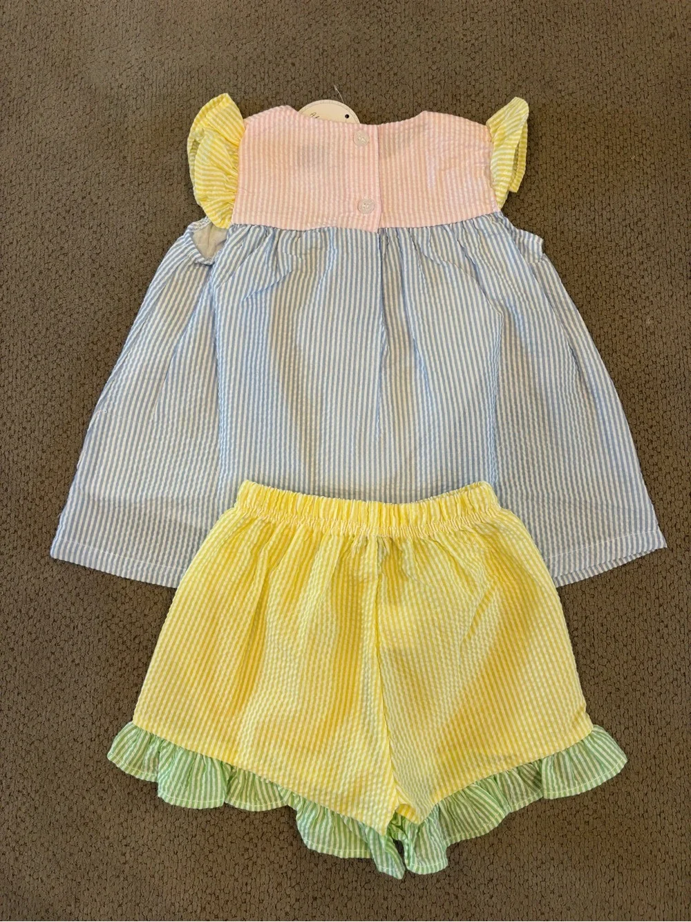 Abby and Evie 2T Color Blocked Seersucker Two-Piece Set